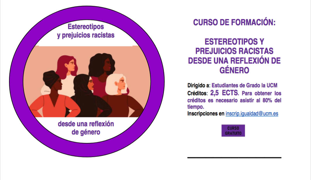 Curso de formación «Estereotipos y  prejuicios racistas  desde una reflexión de  género».